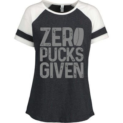 Hockey Zero Pucks Given Funny Hockey Player Goalie Enza Ladies Jersey Colorblock Tee