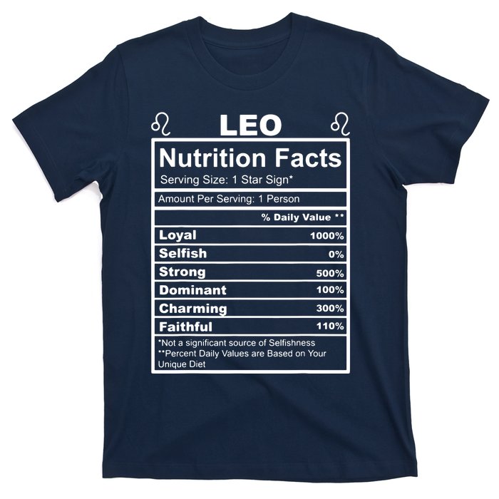 Horoscope Zodiac Sign Astrology Nutrition Facts Leo T-Shirt