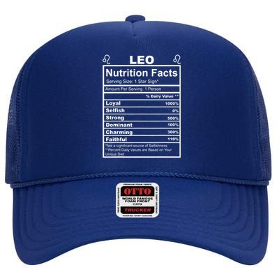 Horoscope Zodiac Sign Astrology Nutrition Facts Leo High Crown Mesh Back Trucker Hat