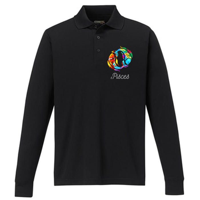 Horoscope Zodiac Sign Pisces Performance Long Sleeve Polo