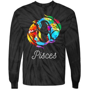 Horoscope Zodiac Sign Pisces Tie-Dye Long Sleeve Shirt