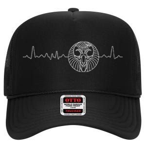 Heartbeat Zodiac Sign Astrology Apparel Funny Horoscope High Crown Mesh Back Trucker Hat