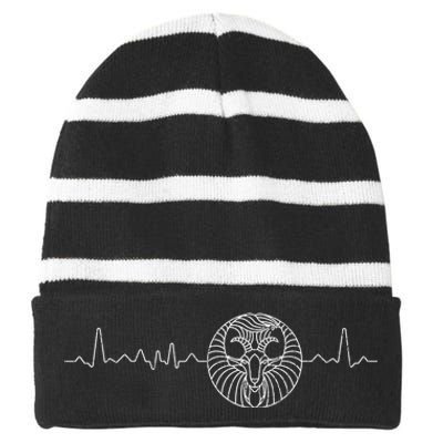 Heartbeat Zodiac Sign Astrology Apparel Funny Horoscope Striped Beanie with Solid Band