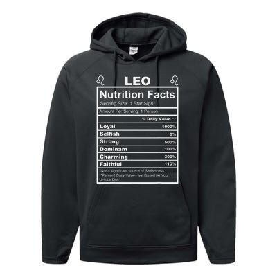 Horoscope Zodiac Sign Astrology Nutrition Facts Leo Performance Fleece Hoodie