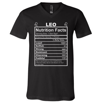 Horoscope Zodiac Sign Astrology Nutrition Facts Leo V-Neck T-Shirt