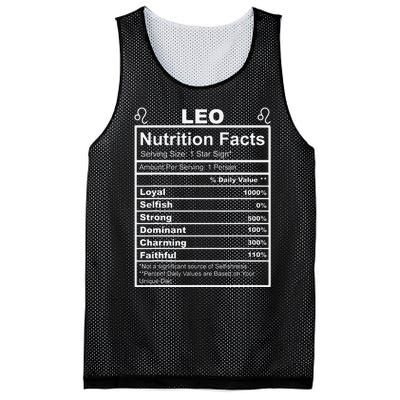 Horoscope Zodiac Sign Astrology Nutrition Facts Leo Mesh Reversible Basketball Jersey Tank