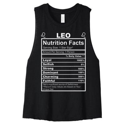 Horoscope Zodiac Sign Astrology Nutrition Facts Leo Women's Racerback Cropped Tank