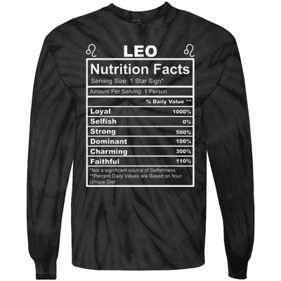 Horoscope Zodiac Sign Astrology Nutrition Facts Leo Tie-Dye Long Sleeve Shirt