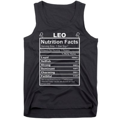 Horoscope Zodiac Sign Astrology Nutrition Facts Leo Tank Top