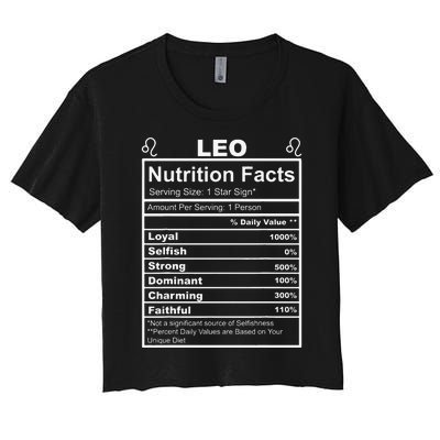 Horoscope Zodiac Sign Astrology Nutrition Facts Leo Women's Crop Top Tee