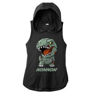 Halloween Zombie Trex NomNom Ladies PosiCharge Tri-Blend Wicking Draft Hoodie Tank