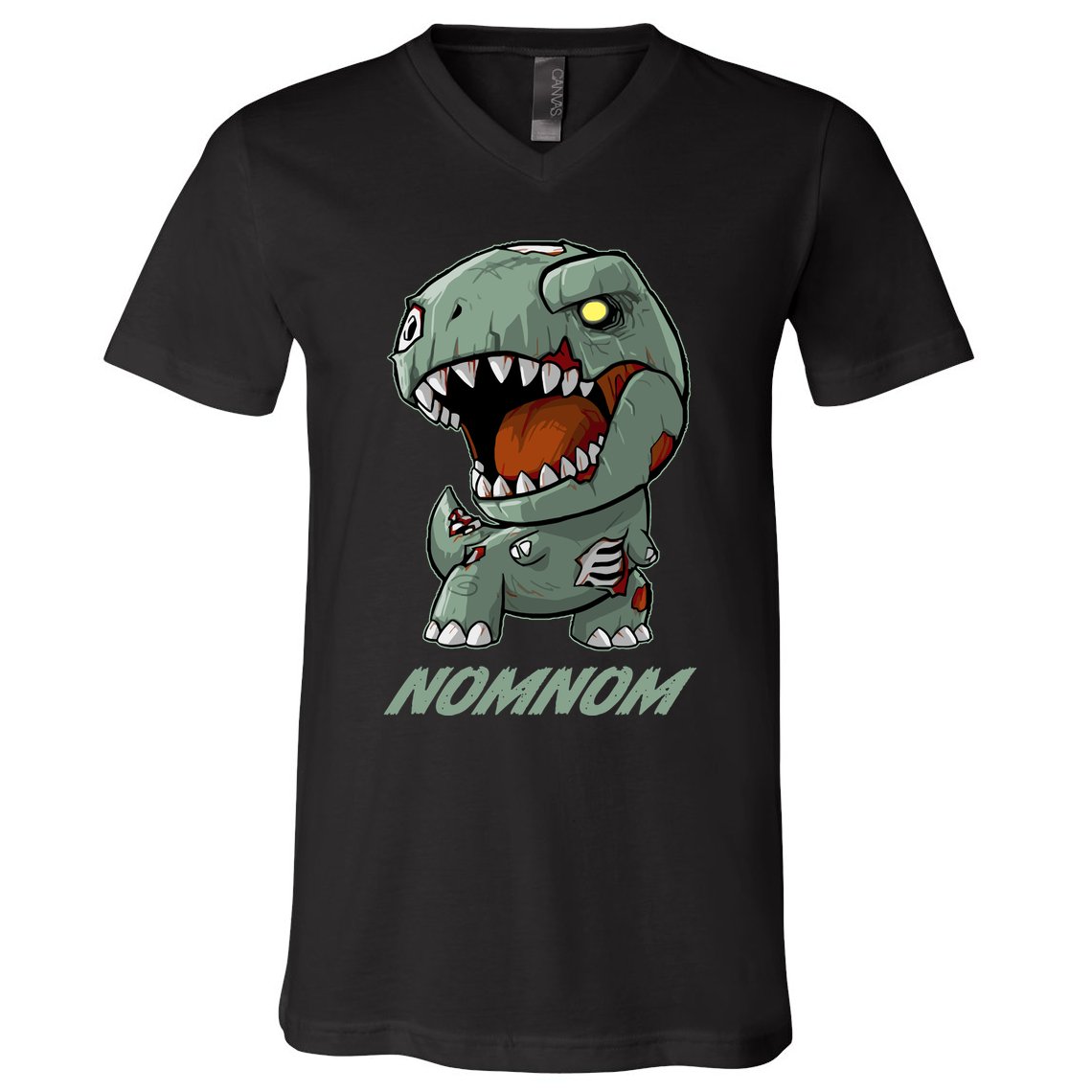 Halloween Zombie Trex NomNom V-Neck T-Shirt