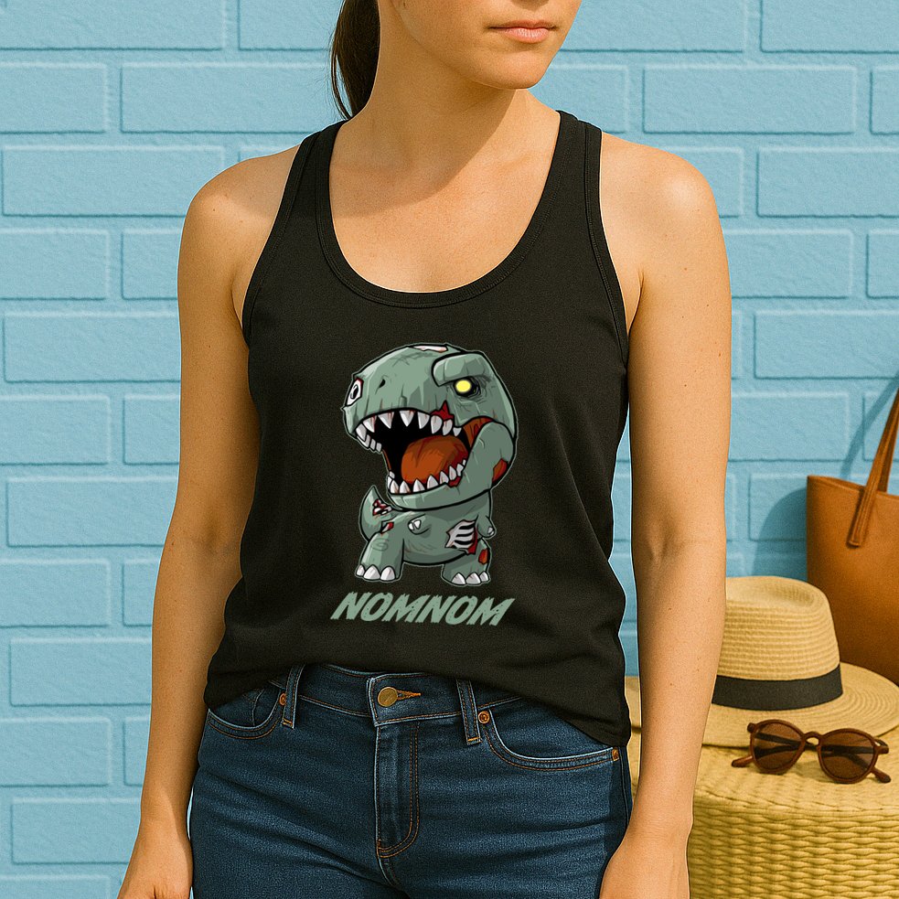 Halloween Zombie Trex NomNom Womens Tank Top