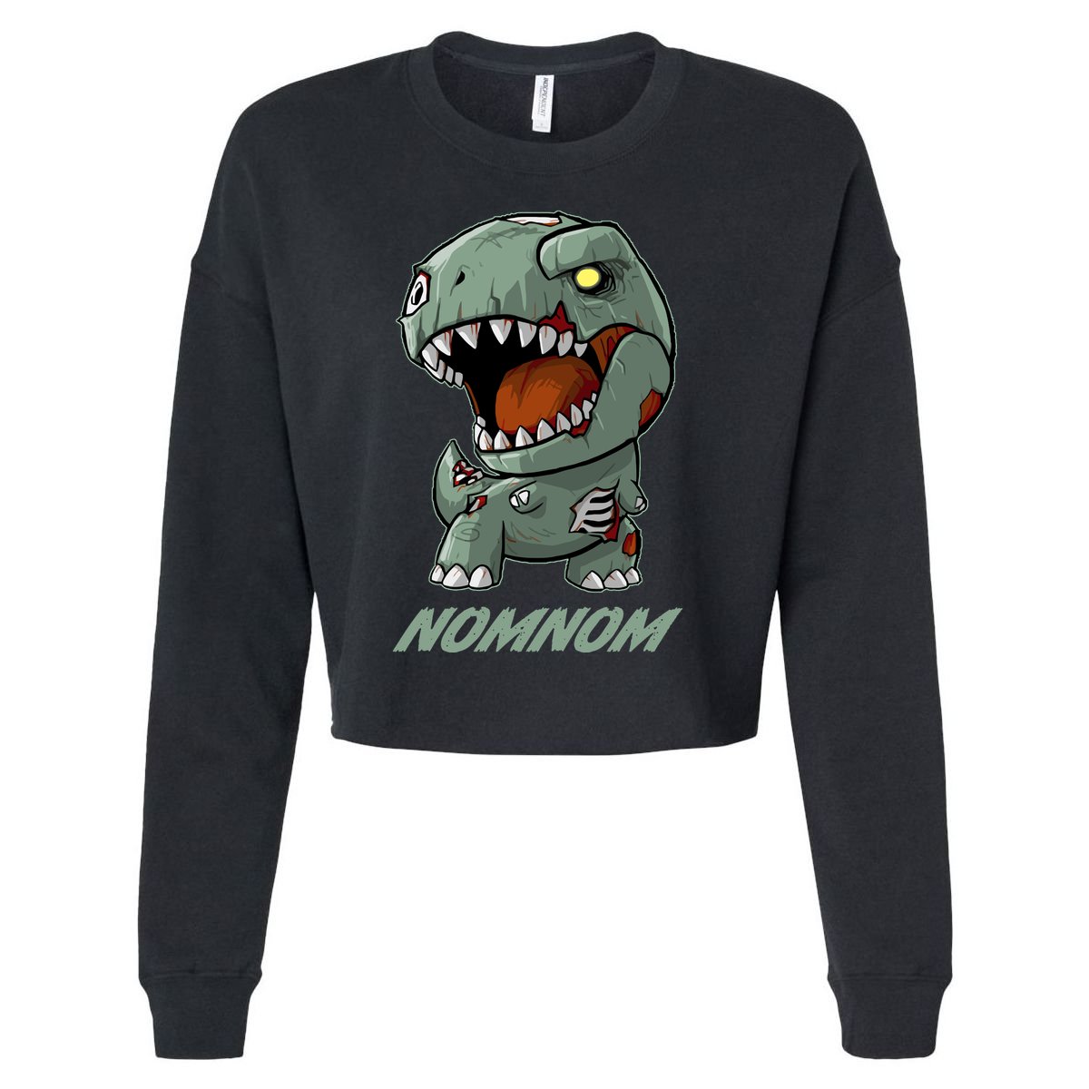 Halloween Zombie Trex NomNom Cropped Pullover Crew