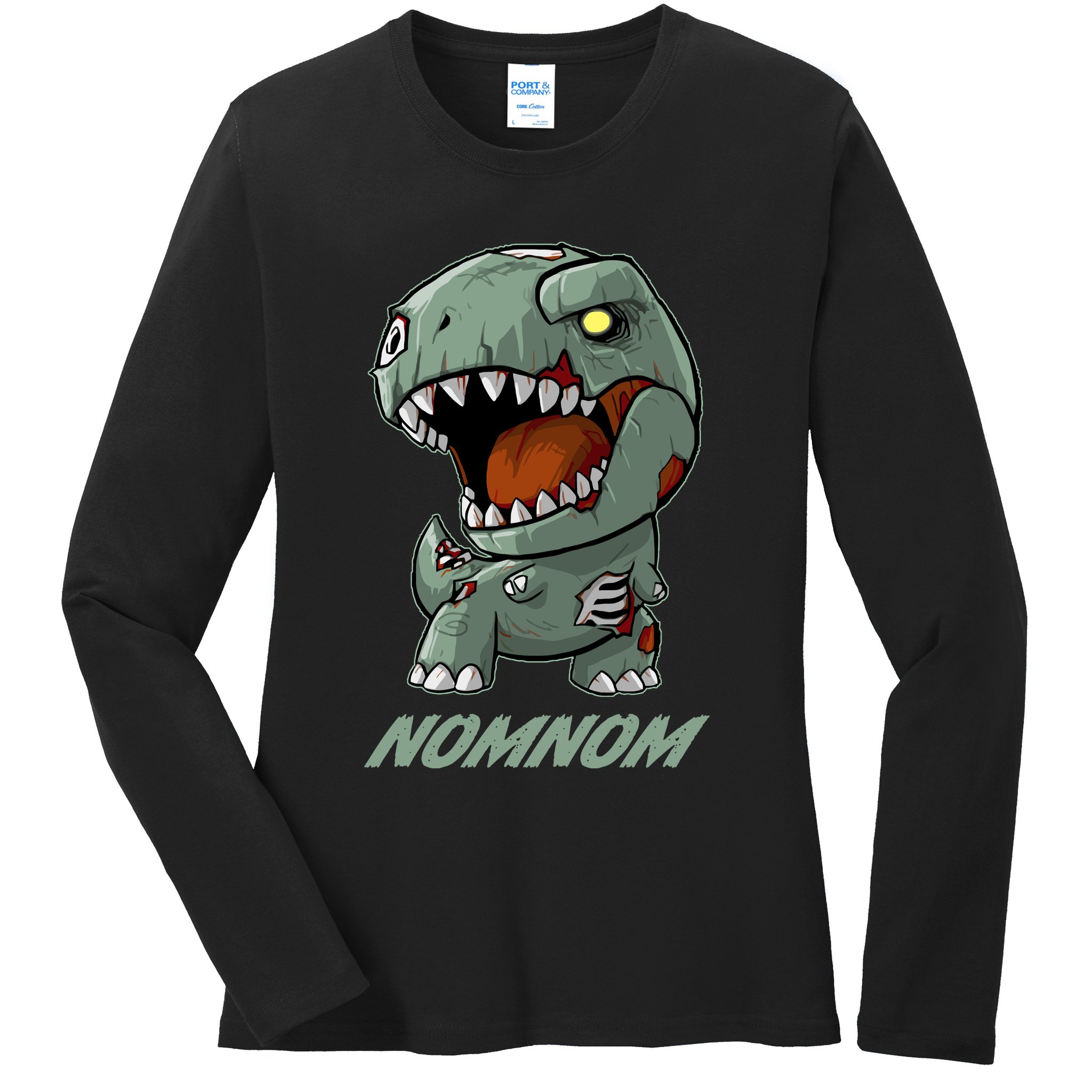 Halloween Zombie Trex NomNom Ladies Long Sleeve Shirt
