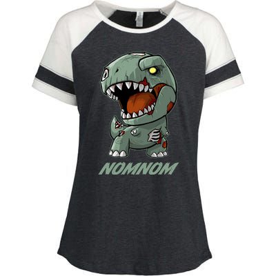 Halloween Zombie Trex NomNom Enza Ladies Jersey Colorblock Tee