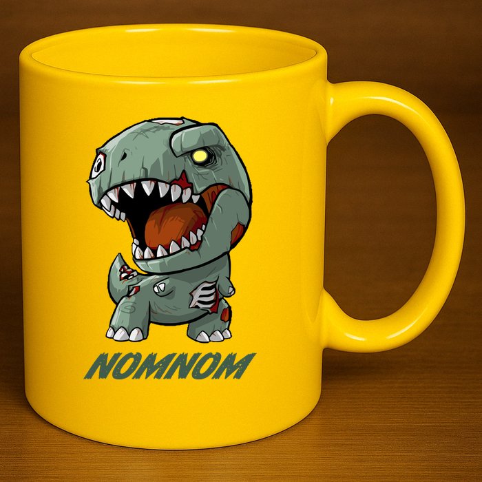 Halloween Zombie Trex NomNom 11oz C Handle Ceramic Mug