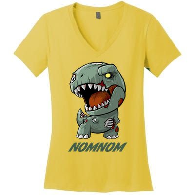 Halloween Zombie Trex NomNom Women's V-Neck T-Shirt