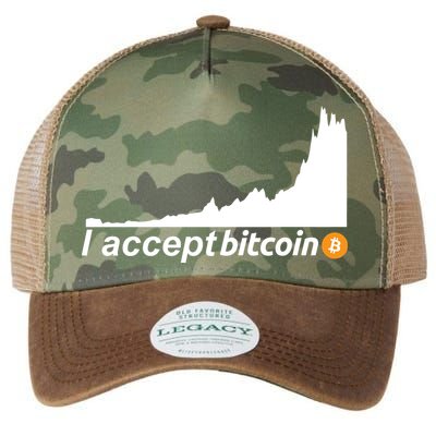 I Accept Bitcoin Crypto Currency Legacy Tie Dye Trucker Hat