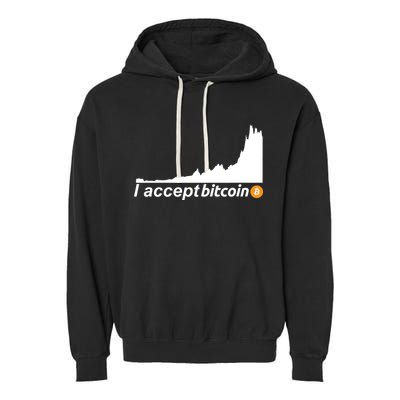 I Accept Bitcoin Crypto Currency Garment-Dyed Fleece Hoodie