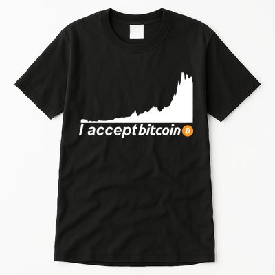 I Accept Bitcoin Crypto Currency Tall T-Shirt
