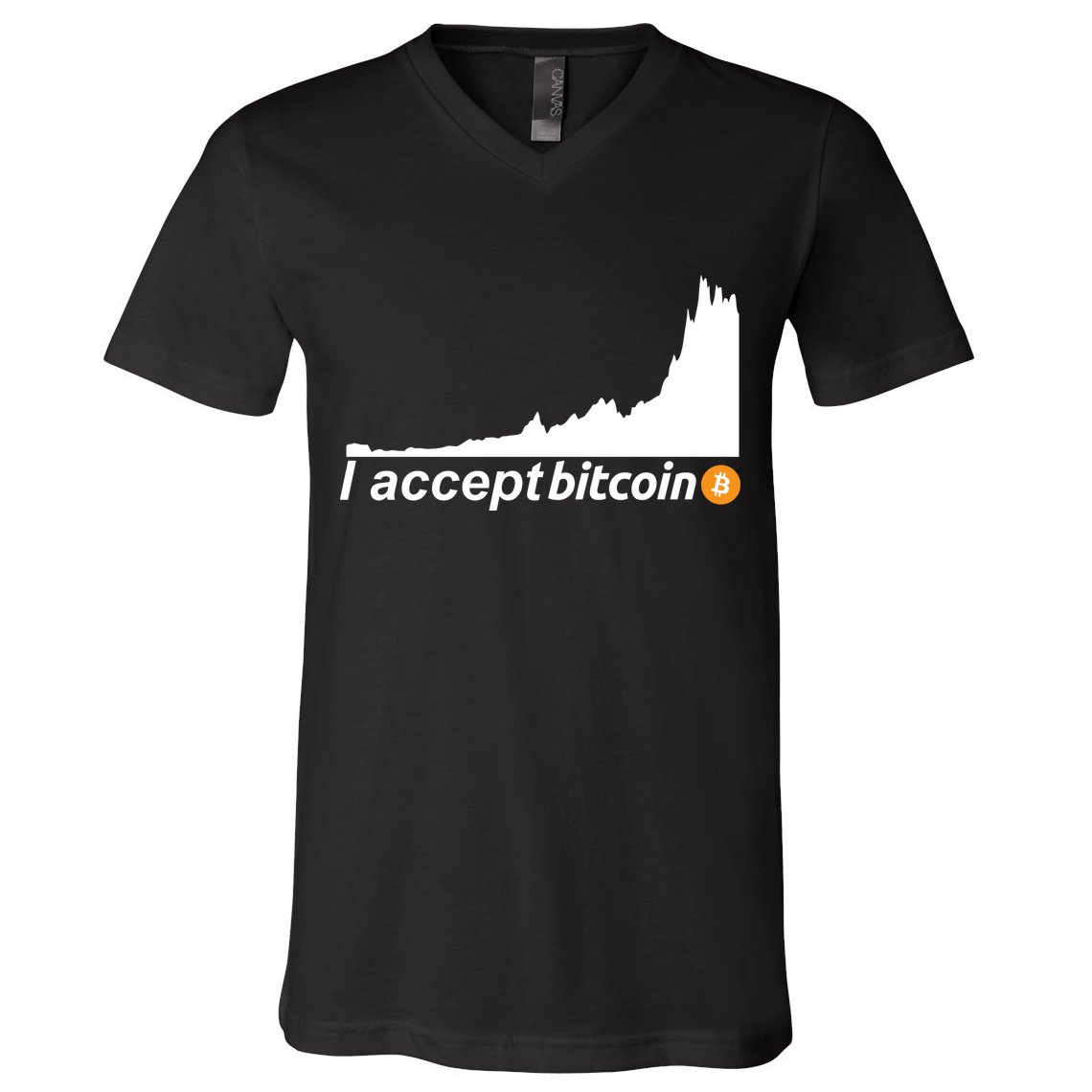 I Accept Bitcoin Crypto Currency V-Neck T-Shirt