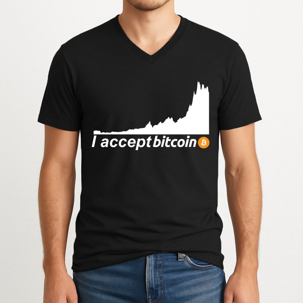 I Accept Bitcoin Crypto Currency V-Neck T-Shirt