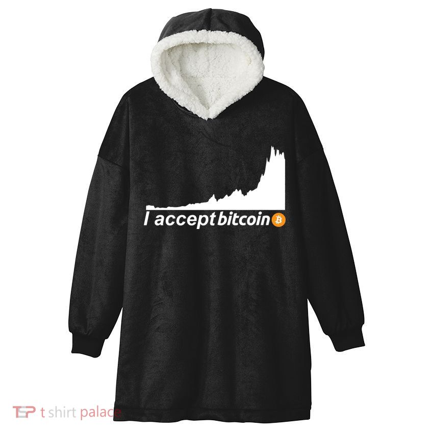 I Accept Bitcoin Crypto Currency Hooded Wearable Blanket
