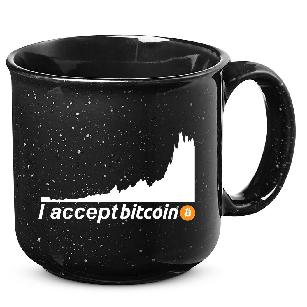 I Accept Bitcoin Crypto Currency 15oz Campfire Ceramic Mug