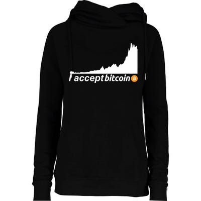 I Accept Bitcoin Crypto Currency Womens Funnel Neck Pullover Hood