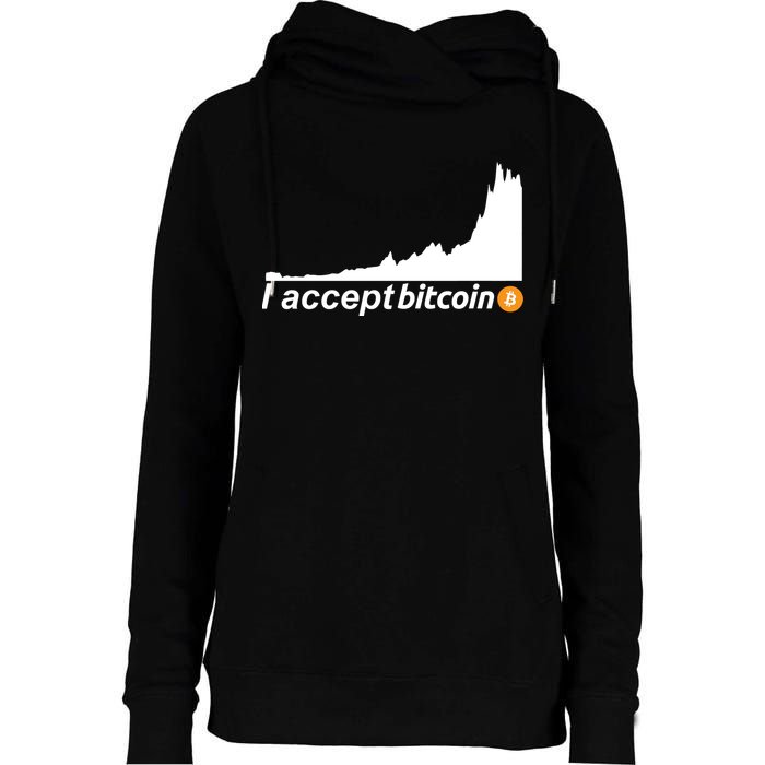 I Accept Bitcoin Crypto Currency Womens Funnel Neck Pullover Hood