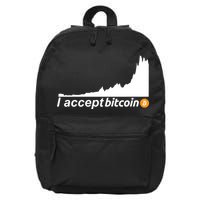 I Accept Bitcoin Crypto Currency 16 in Basic Backpack