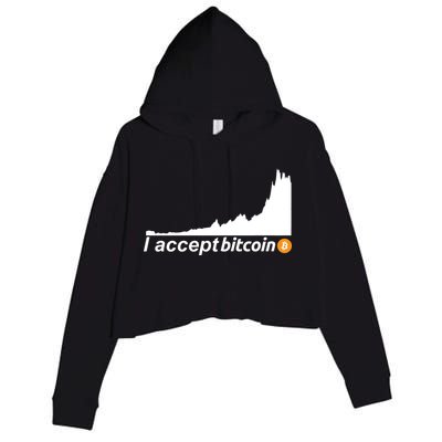 I Accept Bitcoin Crypto Currency Crop Fleece Hoodie