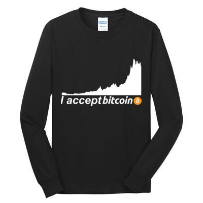 I Accept Bitcoin Crypto Currency Tall Long Sleeve T-Shirt