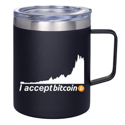 I Accept Bitcoin Crypto Currency 12oz Stainless Steel Coffee Mug