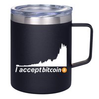 I Accept Bitcoin Crypto Currency 12oz Stainless Steel Coffee Mug