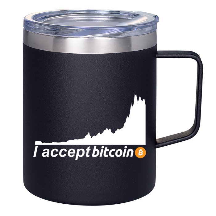 I Accept Bitcoin Crypto Currency 12oz Stainless Steel Coffee Mug