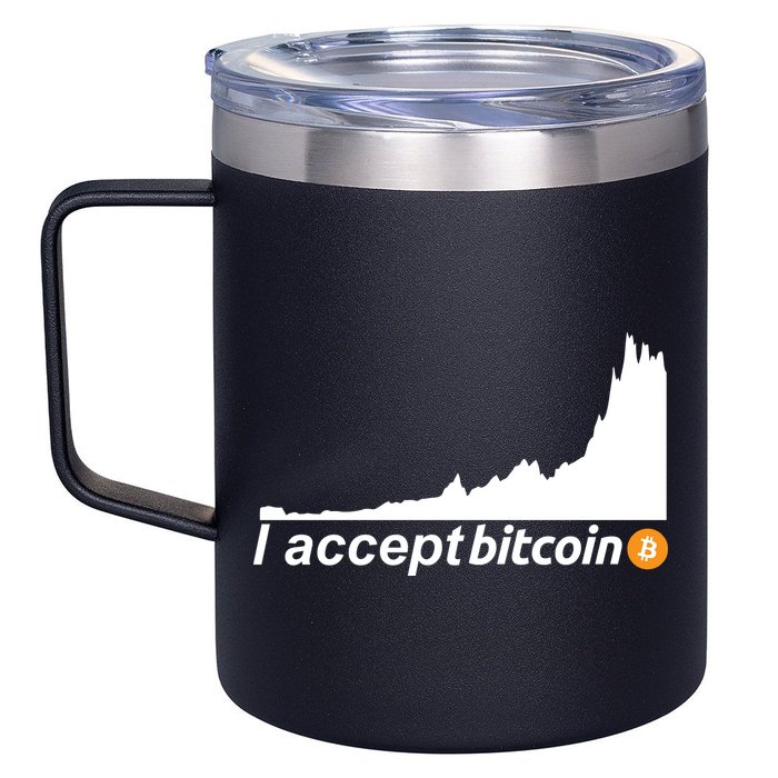I Accept Bitcoin Crypto Currency 12oz Stainless Steel Coffee Mug