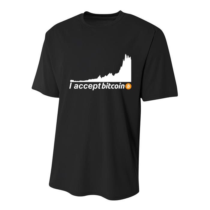 I Accept Bitcoin Crypto Currency Youth Performance Sprint T-Shirt