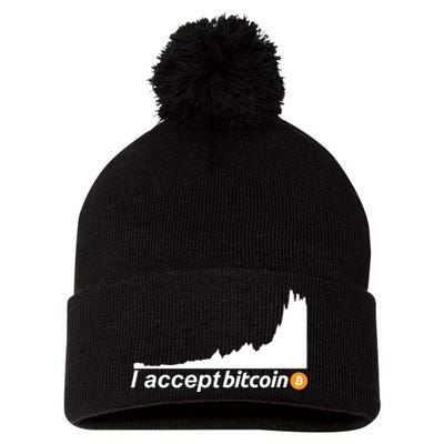 I Accept Bitcoin Crypto Currency Pom Pom 12in Knit Beanie