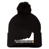 I Accept Bitcoin Crypto Currency Pom Pom 12in Knit Beanie