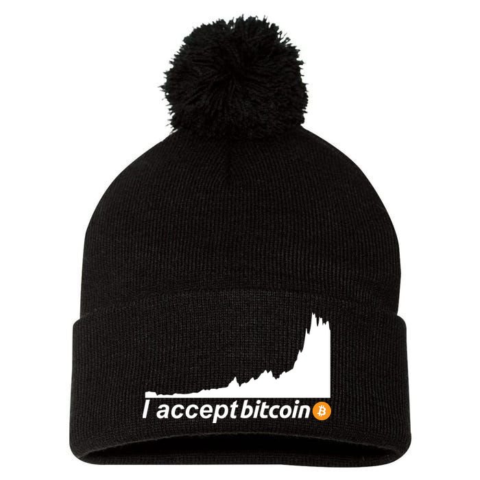 I Accept Bitcoin Crypto Currency Pom Pom 12in Knit Beanie
