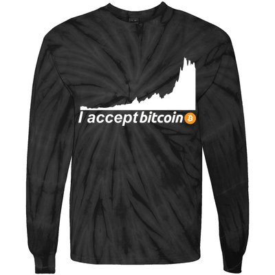 I Accept Bitcoin Crypto Currency Tie-Dye Long Sleeve Shirt