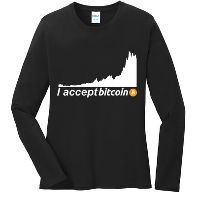 I Accept Bitcoin Crypto Currency Ladies Long Sleeve Shirt
