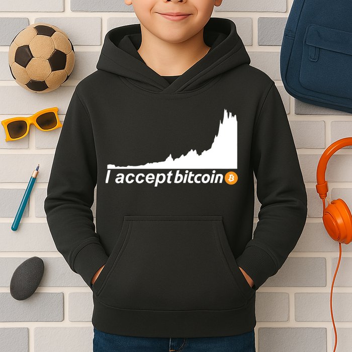 I Accept Bitcoin Crypto Currency Kids Hoodie