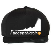 I Accept Bitcoin Crypto Currency Wool Snapback Cap