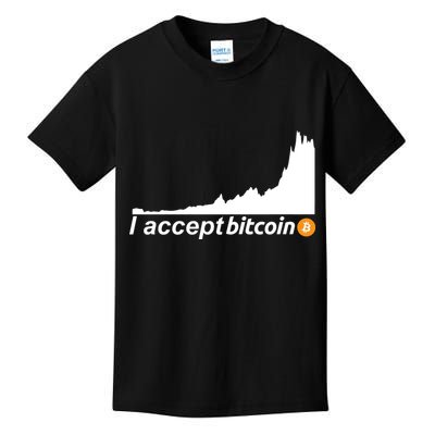 I Accept Bitcoin Crypto Currency Kids T-Shirt