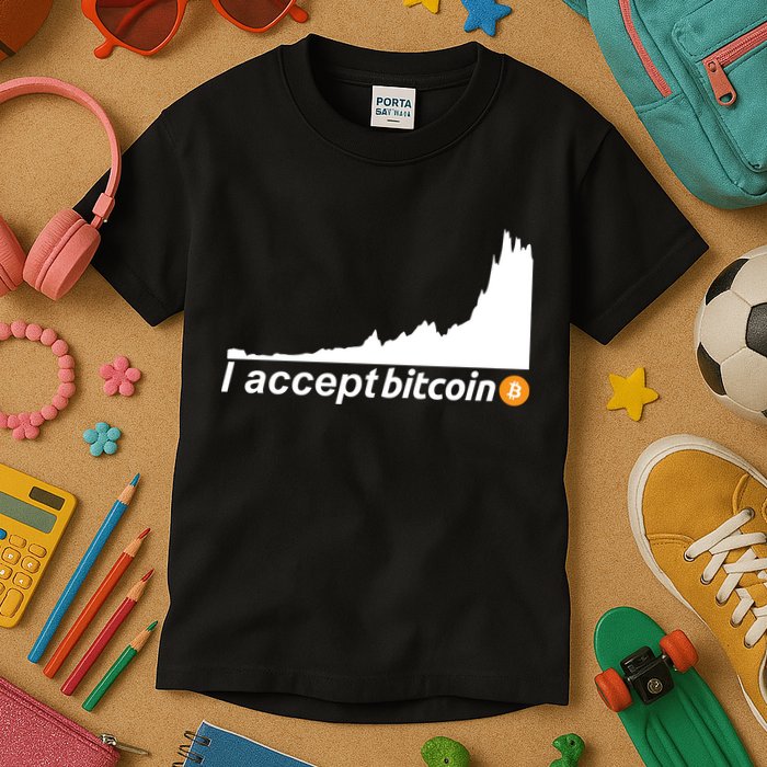 I Accept Bitcoin Crypto Currency Kids T-Shirt