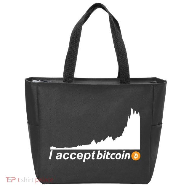 I Accept Bitcoin Crypto Currency Zip Tote Bag