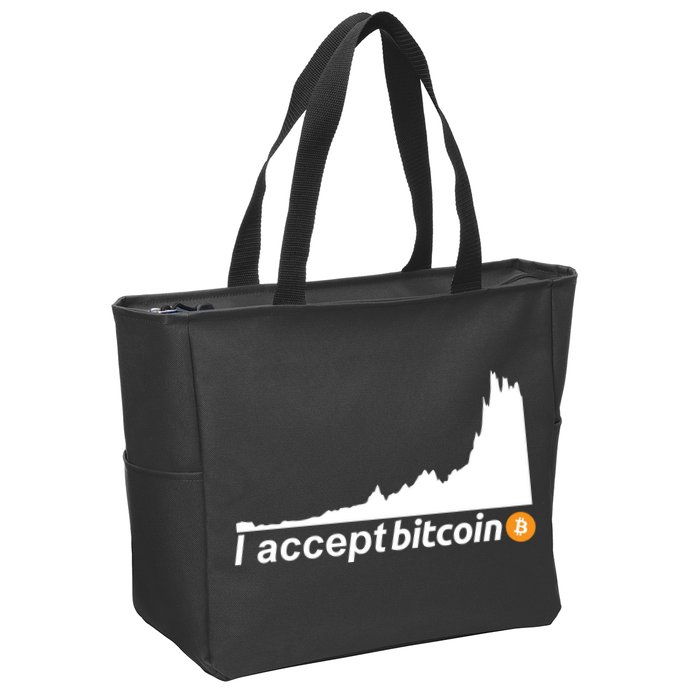 I Accept Bitcoin Crypto Currency Zip Tote Bag